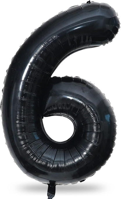 Black Balloon Number 6, 40 Inch Large Self Inflating Foil Number Balloons 0-9 by Lingqiang