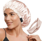 2Pcs Satin Bonnet Silky Bonnets Hair Bonnet For Sleeping Double Layer Curly Hair Sleep Cap Womens Silk Night Hats