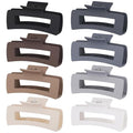 4.1 Inch Large Hair Clips 8 Pcs Square Claw Clips for Thick Hair Big Hair Claw Clips Acrylic Banana Jaw Clips Hair Accessories for Women and Girls -Grey Brown