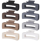4.1 Inch Large Hair Clips 8 Pcs Square Claw Clips for Thick Hair Big Hair Claw Clips Acrylic Banana Jaw Clips Hair Accessories for Women and Girls -Grey Brown