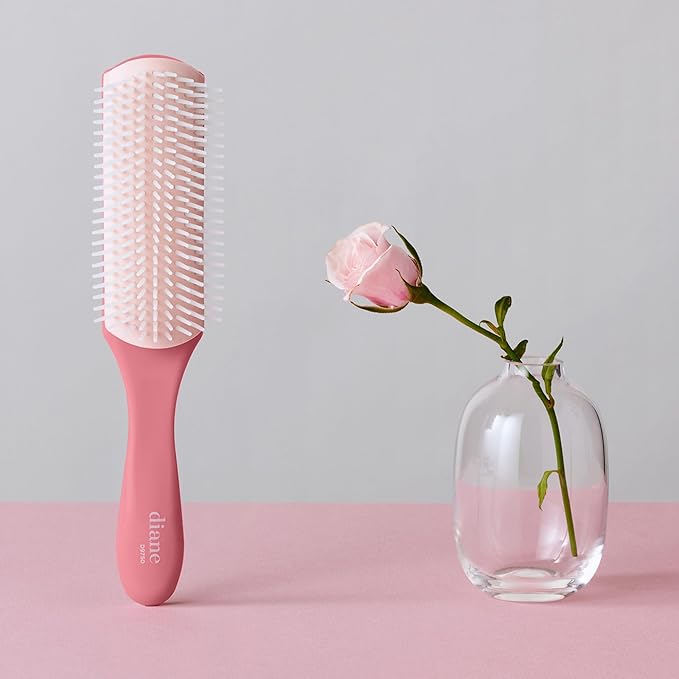 Diane Pro Nylon Pin Styling Hairbrush for Detangling, Separating, Shaping, and Defining Wet or Curly Hair, Heat-Resistant, Anti-Static, Hair Care Essential, Pink
