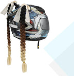 SEGO 1PCS/2PCS Helmet Pigtail Braids with Detachable Suction Cup Bowknot Ponytail Hair Many Colors (Helmet not Included)