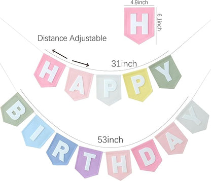 Happy Birthday Banner Felt Pastel Birthday Decorations Sign Pastel Rainbow - Image 7