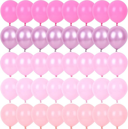 RUBFAC Pink Balloons Set, Metallic Pearl Pastel Light Pink Party Balloons 12 by RUBFAC