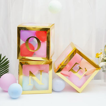 Gold One Boxes for 1st Birthday, One Balloon Box - Image 2