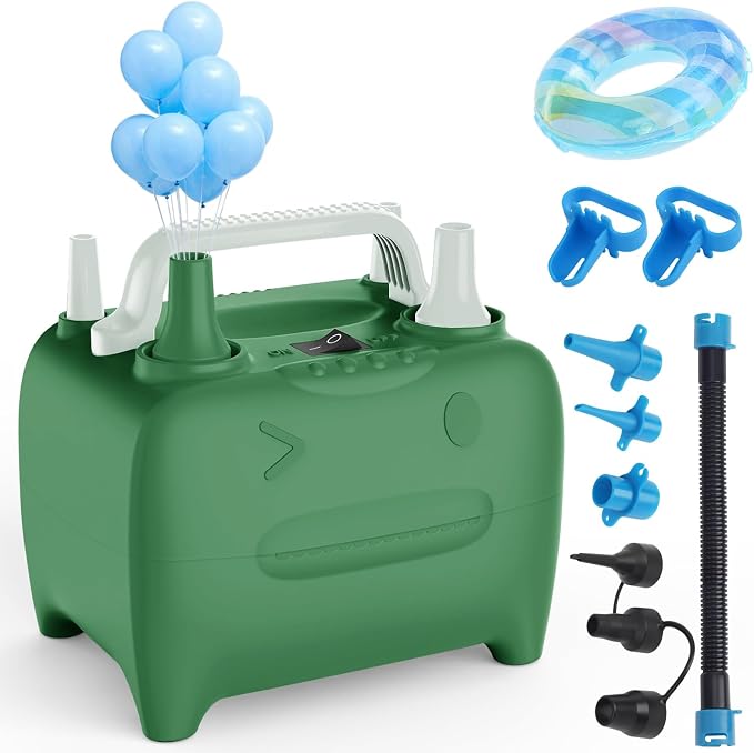 OWill Balloon Pump Electric, Portable Dual Nozzle Balloons Air Pump Electric by OWill