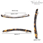 French Amie Long and Thin Large 4" Celluloid Automatic Handmade Hair Clip for Girls Strong Hold No Slip Grip Hair Claw Clips for Women, Made in France (Tokyo)