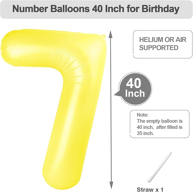 6 Balloon Number 40 Inch for Yellow Birthday Party Decorations | Mix & Match - Image 5