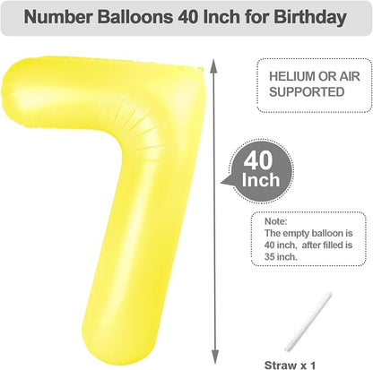 6 Balloon Number 40 Inch for Yellow Birthday Party Decorations | Mix & Match - Image 5