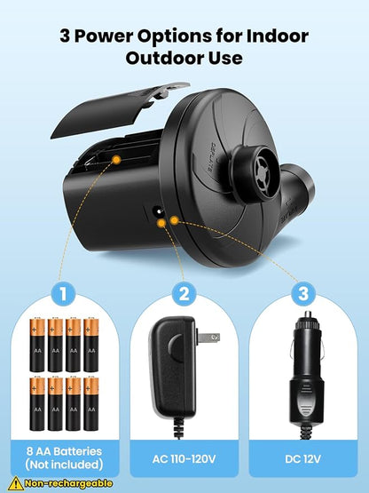 Dr.meter 3 Ways Powered Air Mattress Pump Electric Air Pump - Image 3