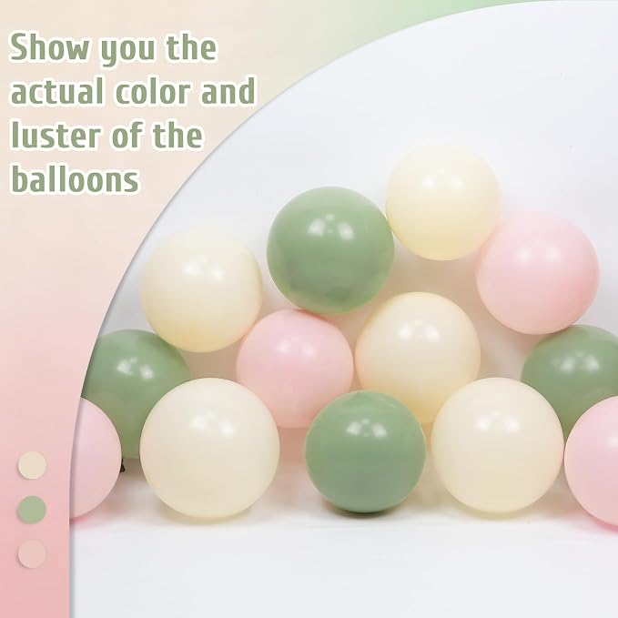 60pcs Pink and Green Balloons 12inch - Image 4