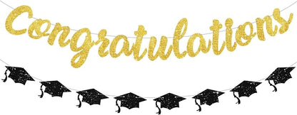 Gold Glitter Congratulations Banner, 2026 Graduation Party Decorations Grad by RICHHHA