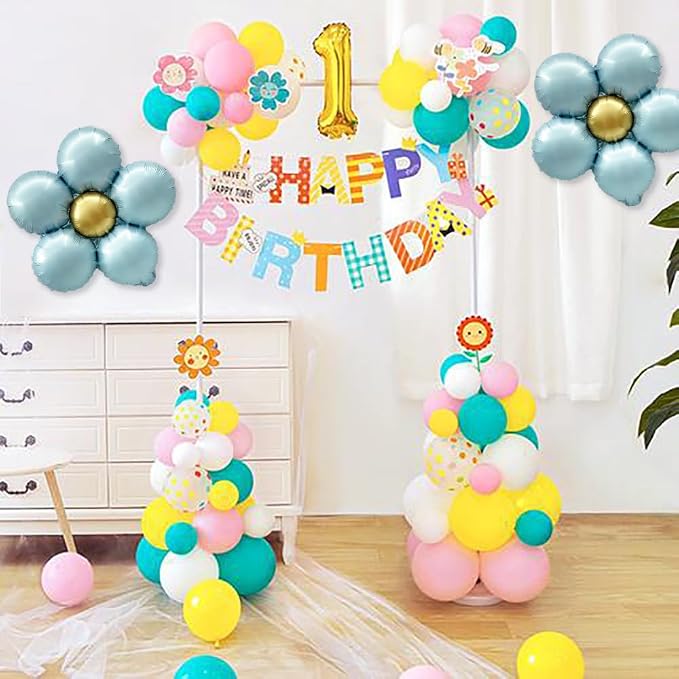 Daisy Balloons Party Decorations Blue Flower Balloons Kit - Image 3