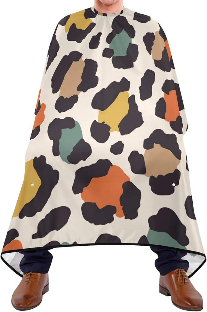 ALAZA Vintage Elegant Leopard Spot Barber Cape for Men Women, Waterproof Haircut Apron Beard Shaving Bib Hair Cutting Cloth 55 x 65 Inch