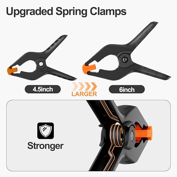 EMART 6 Pack Heavy Duty Spring Clamps, 6 inch Plastic Photo Booth Backdrop - Image 4