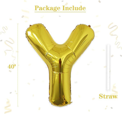 VHUWE 40 inch Gold Letter Y Balloon, Big Size Alphabet Foil Mylar Helium - Image 2