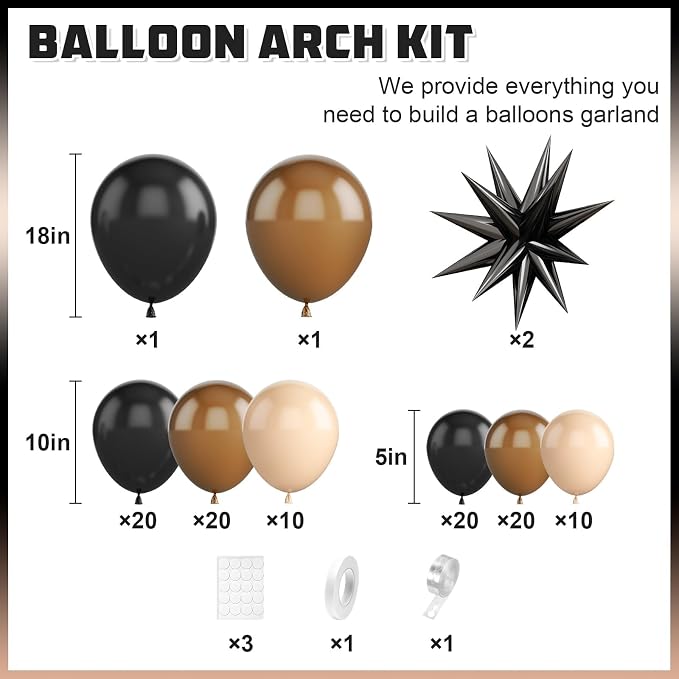 Black Brown Nude Balloon Arch Kit, Balloon Garland - Image 2