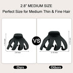 2.8 Inch Medium Octopus Hair Clips for Women, Black Matte Hair Claw Clips for Thin Fine Hair, Strong Hold Non-slip Spider Hairclips Jaw Clip