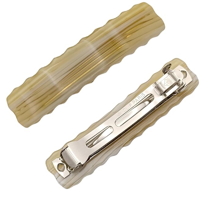 Hair Clips for Women,3.5 Inch Acetate Medium Hair Claw Clips for Women Thin Thick Curly Hair,Strong Hold No Slip Grip,French Classic Multicolor Barrettes Hair （Beige Yellow Oblong）