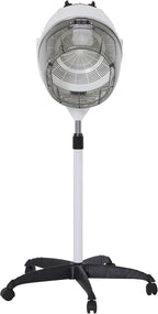 BarberPub 1300W Hooded Hair Bonnet Dryer with Stand, Height Adjustable Floor Standing Rolling Base, Beauty Salon Equipment with 360° Rotation VHD08 (White)
