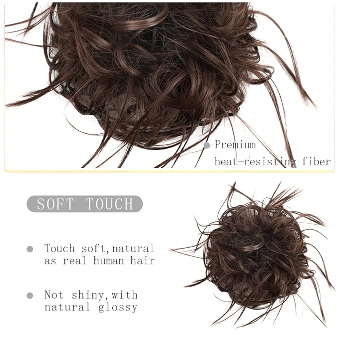 HMD Tousled Updo Messy Bun Hairpiece Hair Extension Ponytail with Elastic Rubber Band Updo Ponytail Hairpiece Synthetic Hair Extensions Scrunchies Ponytail Hairpieces for Women