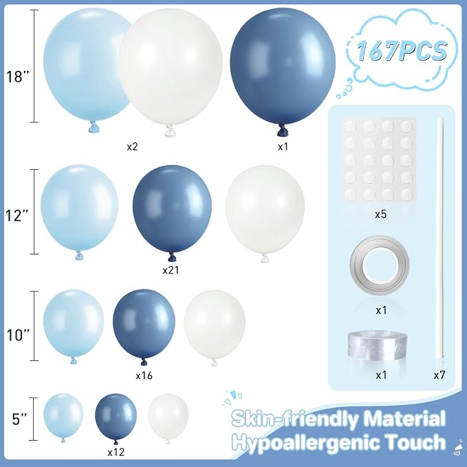Dusty Blue and White Balloon Garland Arch Kit - Image 2