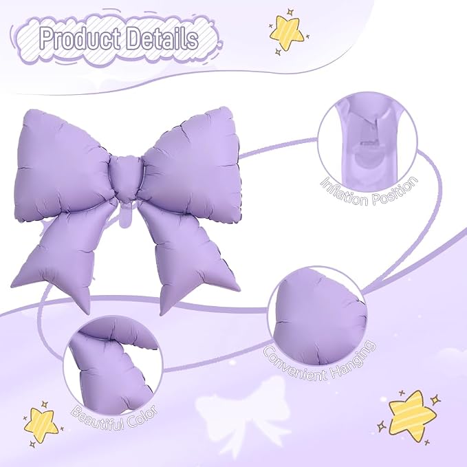 4pcs Jumbo Oversized Ribbon Balloons Coquette Bow Balloons Bow Party Coquette - Image 5