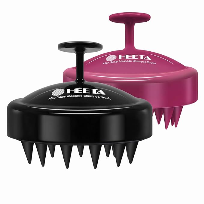 HEETA Scalp Massager Hair Growth 2-Pack, Soft Silicone Scalp Scrubber Shampoo Brush for Exfoliation Dandruff Removal Head Massage Stress Relax, Wet & Dry Use for Women Men Thick Thin Curly Hair Care