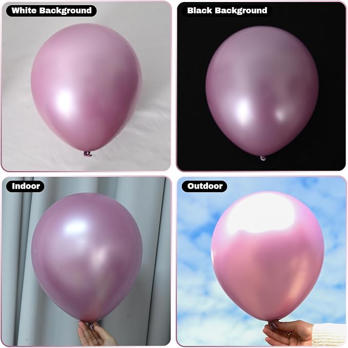 Jobkoo Metallic Pink Balloons, 12Inch Chrome Light Pink Balloons 30Pcs Light - Image 3