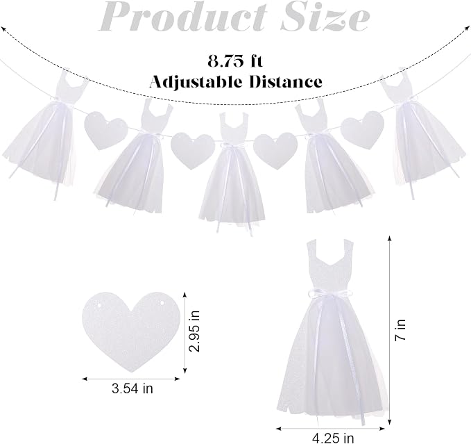 Charming Bridal Shower Decorations Glitter White Dress & Heart Bridal Shower - Image 2