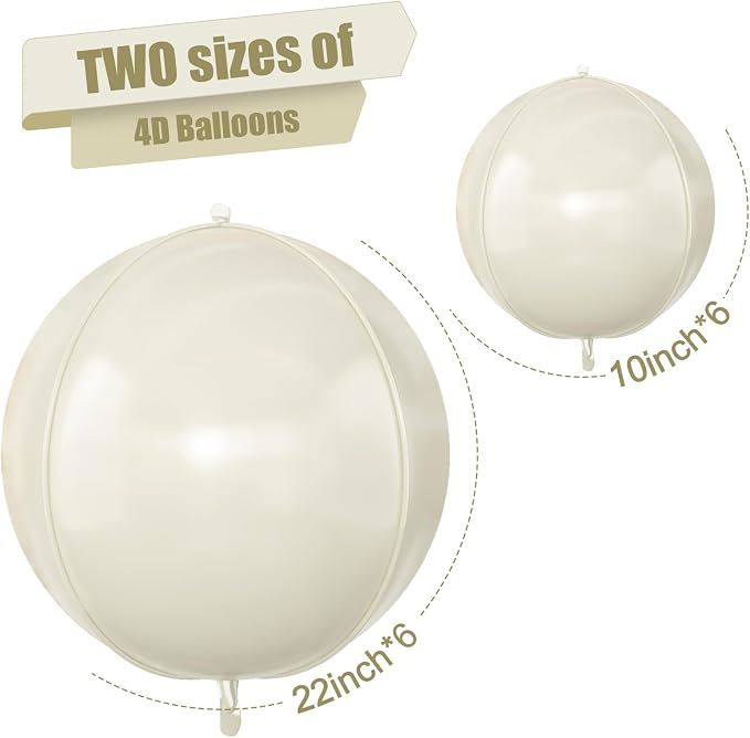 12Pcs Cream White Round Foil Balloons - Image 2