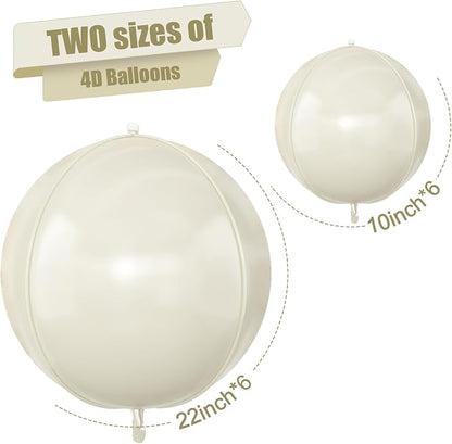 12Pcs Cream White Round Foil Balloons - Image 2