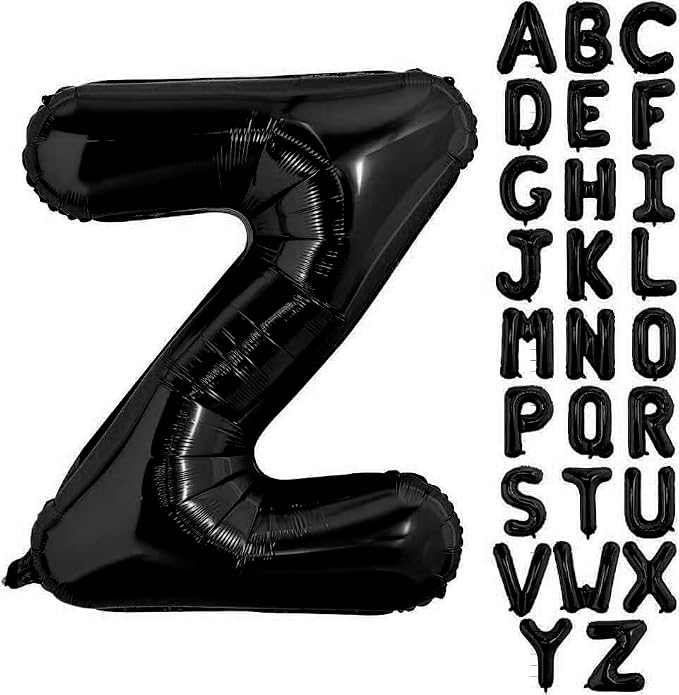 Black Letter Z Balloons, Z Balloon 40 Inch Z Balloon Letter by BBPOOL