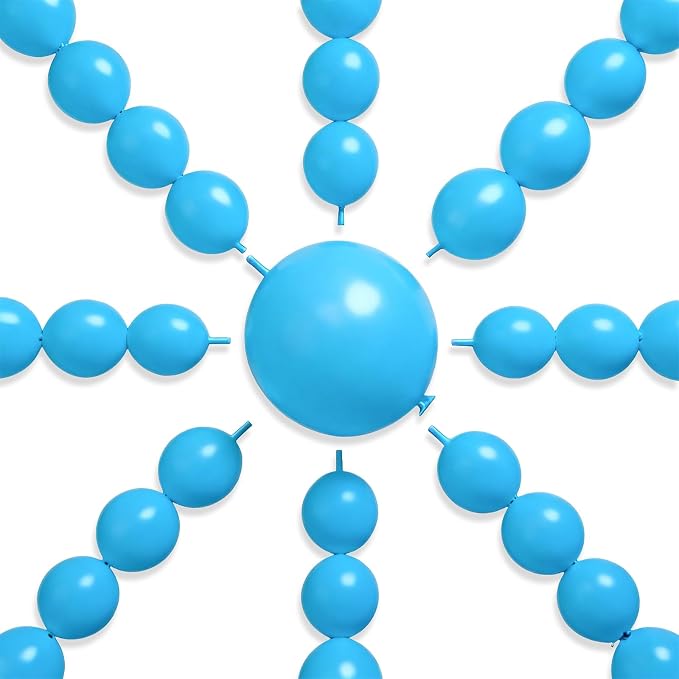 PartyWoo Light Blue Linking Balloons 100pcs 6 Inch Blue Link Balloons | by PartyWoo