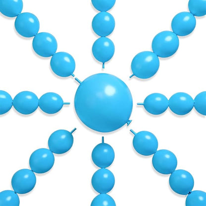PartyWoo Light Blue Linking Balloons 100pcs 6 Inch Blue Link Balloons | by PartyWoo
