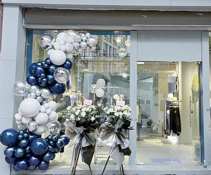 MEBAY Blue White Silver Balloons Garland Arch Kit - Image 5