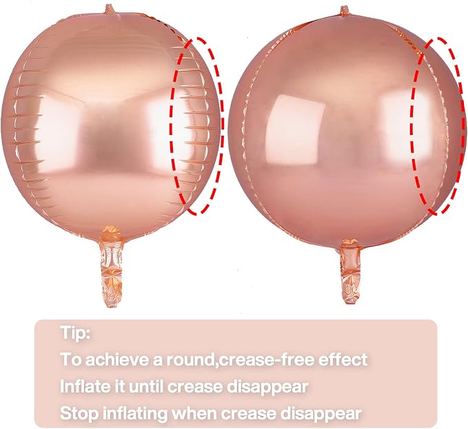 PartyWoo Rose Gold Large Round Giant 4D Jumbo Foil Balloons 6pcs 22 Inch | 22 - Image 4