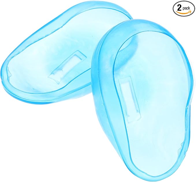 Angoily Ear Protection Tools 2Pcs Silicone Ear Covers for Hair Dye Waterproof Heat Resistant Covers for Hair Dryer and Shower 3.14X1.77X0.98 Inches Blue