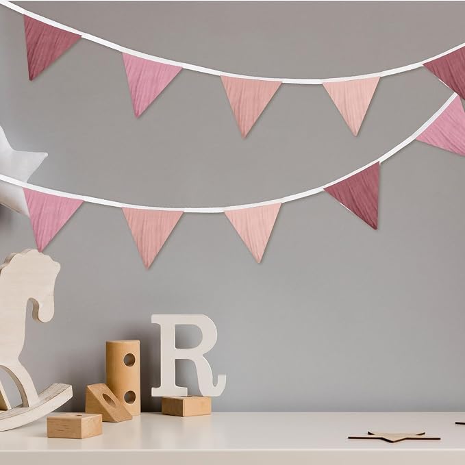 Oudain 2 Pcs Pennant Banner Flags Nursery Garland Triangle Bunting Flags - Image 6