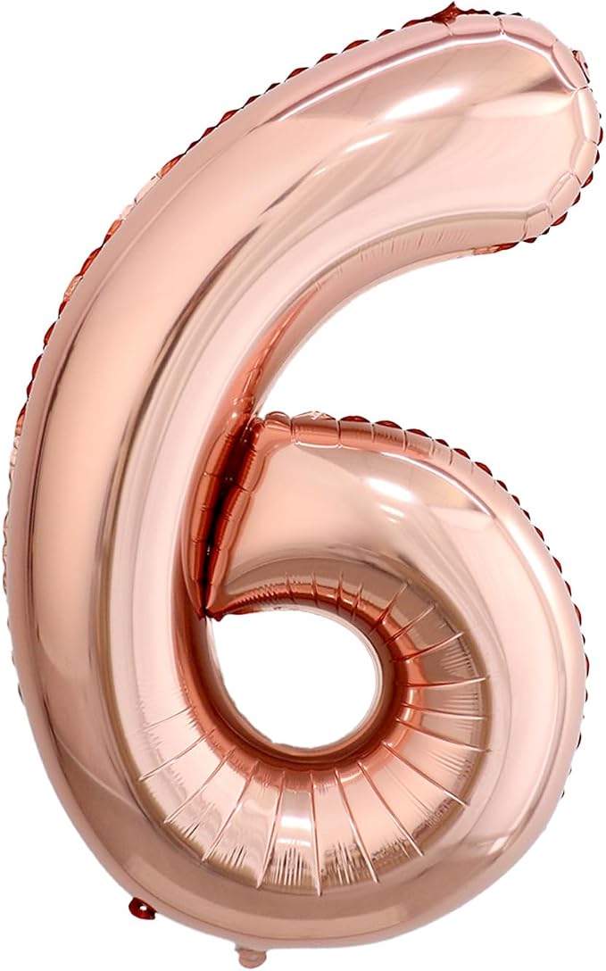 40 Inch Rose Gold Number 6 Balloon, Giant Number Balloons, Birthday Decor | by Unknown