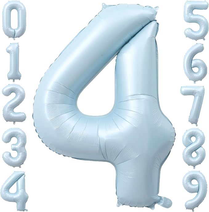 Light Blue Number 4 Balloon for 4th Anniversary Birthday Decor 40 Inch Foil | by TNCDJKPA