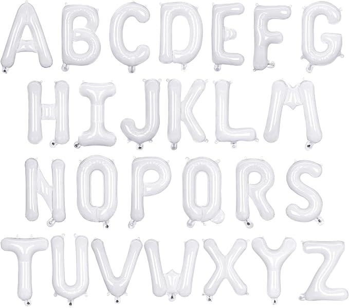 26 Pcs White Letter Balloons, 16 Inch Foil Alphabet Letter Balloons, Letter A-Z by YOTHORN