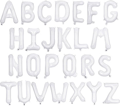 26 Pcs White Letter Balloons, 16 Inch Foil Alphabet Letter Balloons, Letter A-Z by YOTHORN