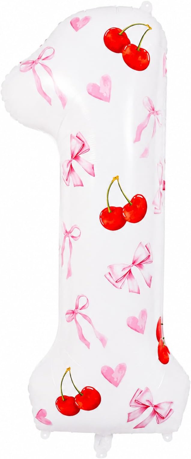 1st Birthday Cherry Balloon, 40 Inch Number 1 DIY Pink Party Decor | Cherry by Unknown