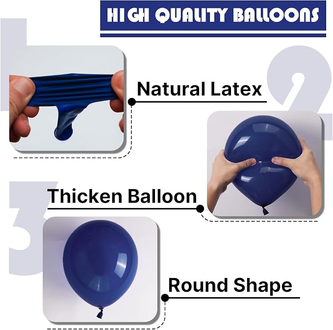 PartyWoo Navy Blue Balloons 100pcs Dark Blue Latex Helium Balloons 12 Inch | - Image 8