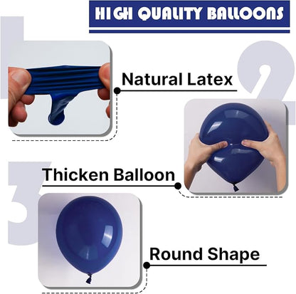 PartyWoo Navy Blue Balloons 100pcs Dark Blue Latex Helium Balloons 12 Inch | - Image 8