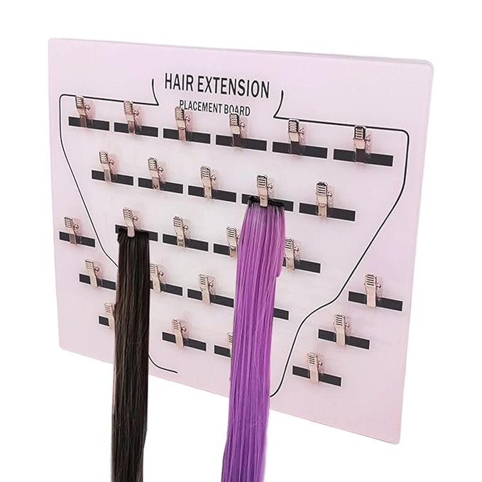 DNCG Hair Extension Holder Acrylic Board, Hair Extension Holder Board With Clip For Hairpieces, Wig Sectioning Display Grafting Plate, Hair Hanger, 1, light pink