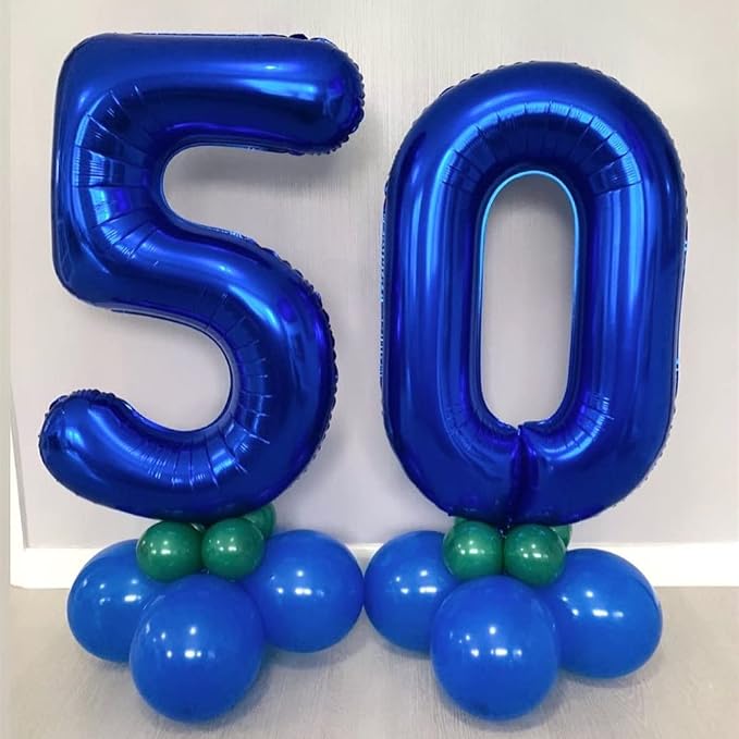 Navy Blue 50 Balloon Numbers, 40 Inch Dark Blue 50 Birthday Balloons Large Foil - Image 3