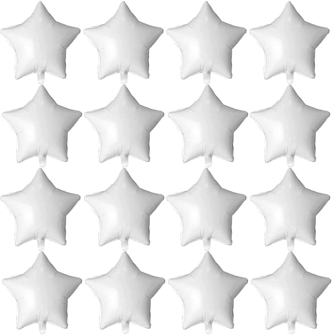 18" White Star Mylar Balloons Foil Helium Balloons by Adeer
