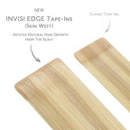 WENNALIFE Invisi Edge Tape in Hair Extensions Human Hair, 16 Inch 50g 20pcs Light Blonde Highlighted Golden Blonde Invisible Luxury Remy Hair Extensions Natural Seamless Injected Tape Ins Straight